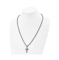 Chisel Polished Metal Ip-plated Cross Pendant Box Chain Necklace