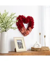 Northlight Wooden Rose Artificial Valentine's Day Floral Wreath, 15"