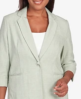 Alfred Dunner Petite English Garden 3/4 Sleeve Button Front Blazer Jacket