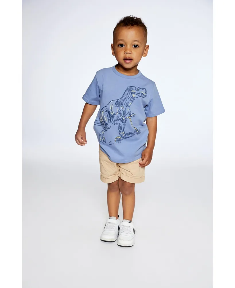 Boy Organic Cotton T-Shirt With Print Blue