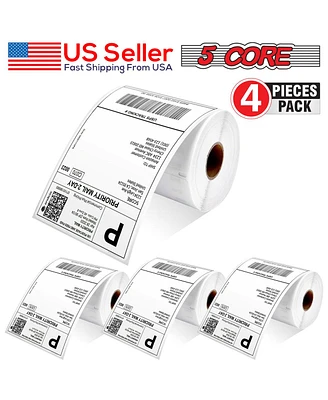5 Core Shipping Label Printer 4 Pack 4 x 6 Inch Direct Thermal Labels for Organizing Commercial Use Label Printer Stickers -Dtl 4PK
