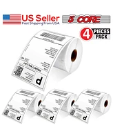 5 Core Shipping Label Printer 4 Pack 4 x 6 Inch Direct Thermal Labels for Organizing Commercial Use Label Printer Stickers -Dtl 4PK