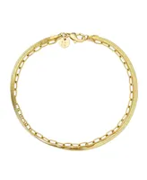 ModaSport Gold-Tone Stainless Steel Herringbone Layered Bracelet