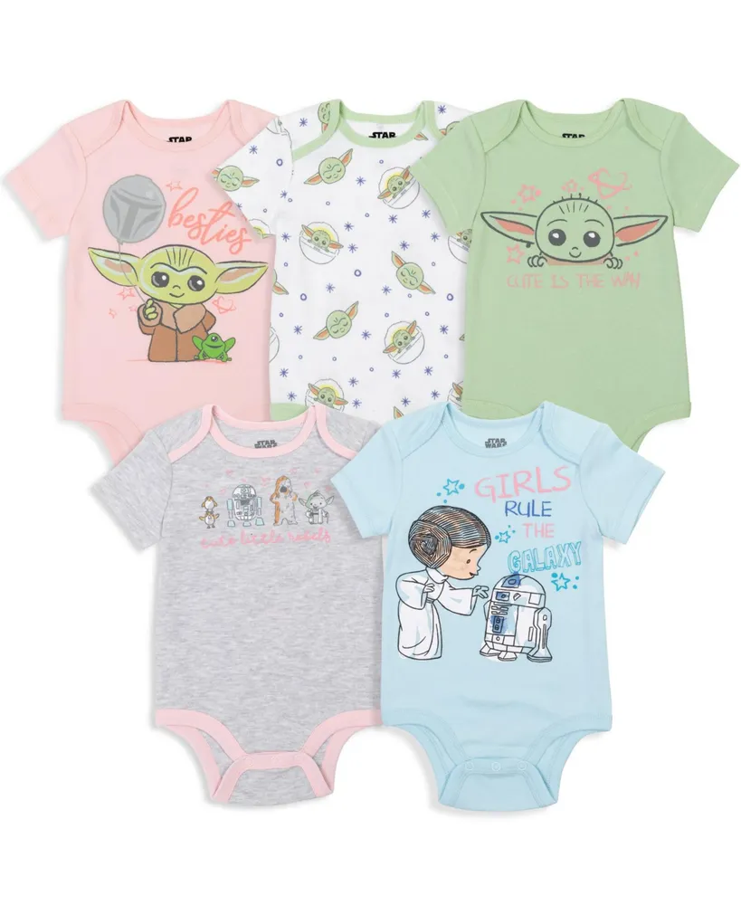 Star Wars The Mandalorian Baby Boy Yoda 5 Pack Short Sleeve Bodysuits