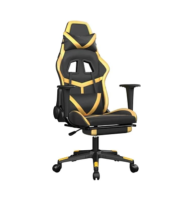 vidaXL Massage Gaming Chair with Footrest Black&Gold Faux Leather