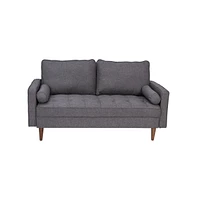 Holden Upholstered Mid-Century Modern Pocket Spring Loveseat With Wooden Legs And Removable Back Cushions