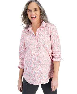 Style & Co Petite Printed Popover Shirt, Created for Macy's