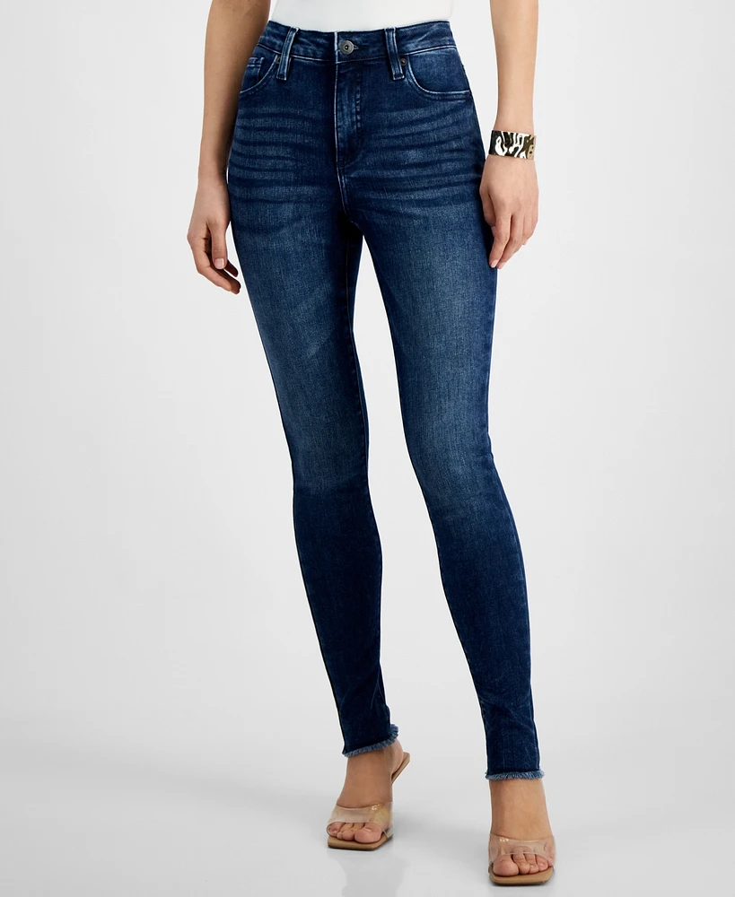 I.n.c. International Concepts Women's High-Rise Frayed-Hem Skinny Jeans, Created for Macy's