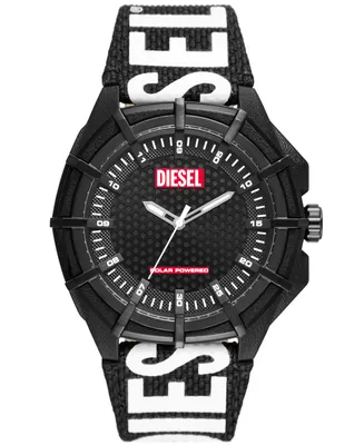 Diesel Men's Framed Solar Three Hand Black Pro-Planet Textile Watch 51mm