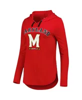 Women's Colosseum Red Maryland Terrapins My Lover Lightweight Hooded Long Sleeve T-shirt