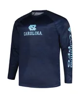 Men's Columbia Navy North Carolina Tar Heels Big & Tall Terminal Tackle Raglan Omni-Shade Long Sleeve T-shirt