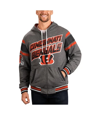 Men's G-iii Sports by Carl Banks Black, Gray Cincinnati Bengals Extreme Full Back Reversible Hoodie Full-Zip Jacket