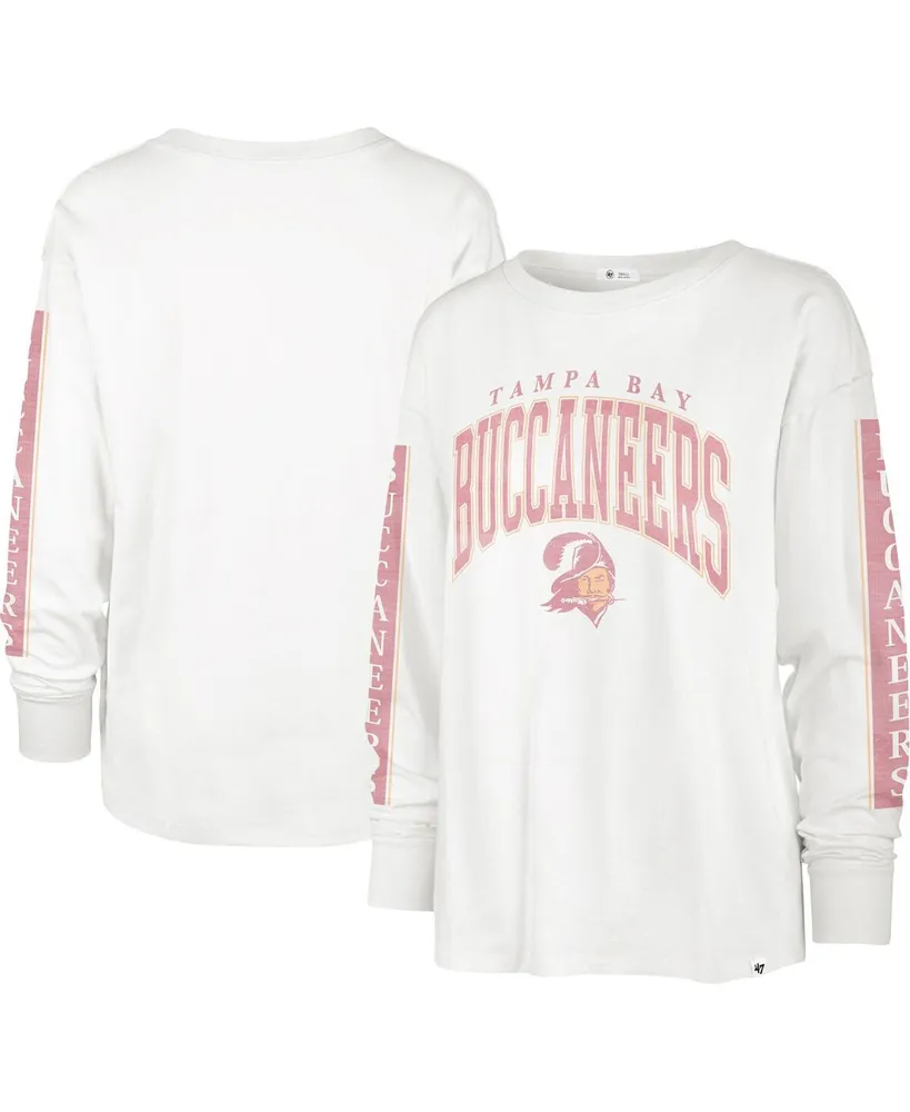 Women's '47 Brand White Distressed Tampa Bay Buccaneers Statement Long Sleeve T-shirt