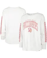 Women's '47 Brand White Distressed Tampa Bay Buccaneers Statement Long Sleeve T-shirt