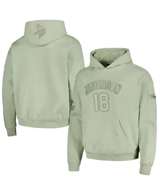 Men's Pro Standard Justin Jefferson Light Green Minnesota Vikings Player Name and Number Pullover Hoodie