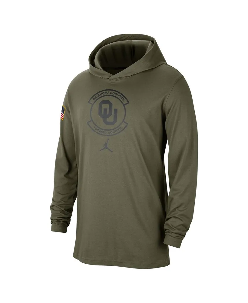 Men's Jordan Olive Oklahoma Sooners Military-Inspired Pack Long Sleeve Hoodie T-shirt