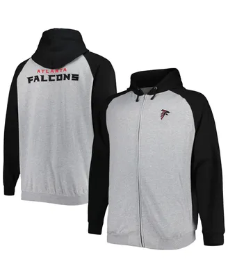 Men's Heather Gray Atlanta Falcons Big and Tall Fleece Raglan Full-Zip Hoodie Jacket