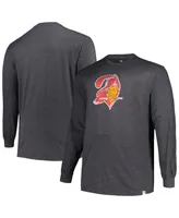 Men's Profile Heather Charcoal Distressed Tampa Bay Buccaneers Big and Tall Throwback Long Sleeve T-shirt