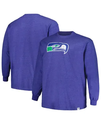 Men's Profile Heather Royal Distressed Seattle Seahawks Big and Tall Throwback Long Sleeve T-shirt