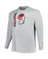 Men's Champion Heather Gray Georgia Bulldogs Big and Tall Mascot Long Sleeve T-shirt