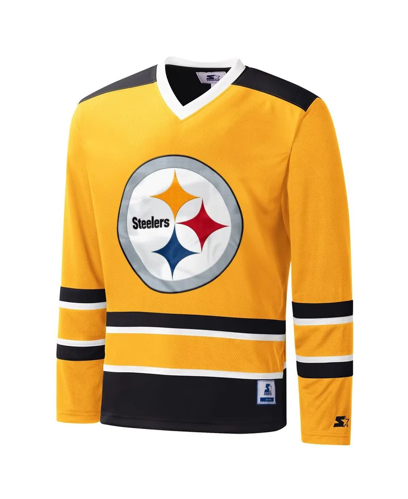 Men's Starter Gold Pittsburgh Steelers Cross-Check V-Neck Long Sleeve T-shirt