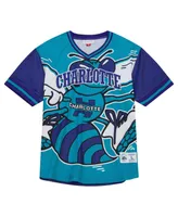 Men's Mitchell & Ness Teal Charlotte Hornets Jumbotron 3.0 Mesh V-Neck T-shirt