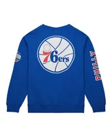 Men's Mitchell & Ness Royal Philadelphia 76ers Hardwood Classics There and Back Pullover Sweatshirt