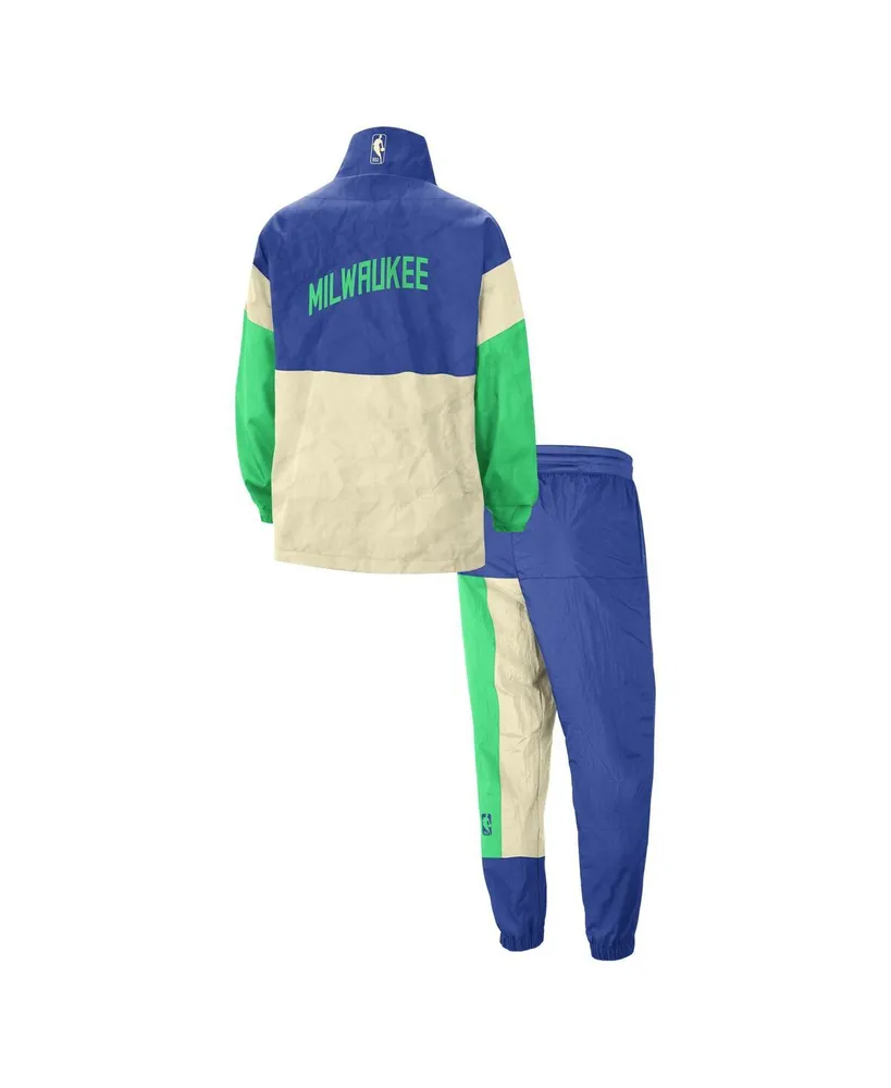 Men's Nike Royal Milwaukee Bucks 2023/24 City Edition Courtside Starting Five Full-Zip Jacket and Pants Set