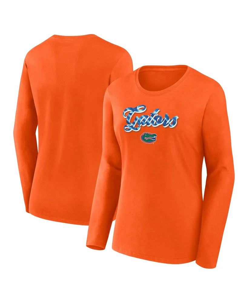 Women's Fanatics Orange Florida Gators Double Team Script Long Sleeve T-shirt