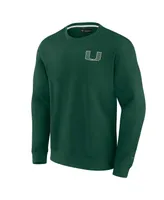 Men's and Women's Fanatics Signature Green Miami Hurricanes Super Soft Pullover Crew Sweatshirt