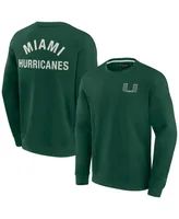 Men's and Women's Fanatics Signature Green Miami Hurricanes Super Soft Pullover Crew Sweatshirt