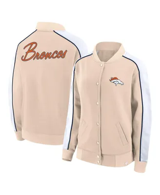 Women's Fanatics Tan Denver Broncos Lounge Full-Snap Varsity Jacket