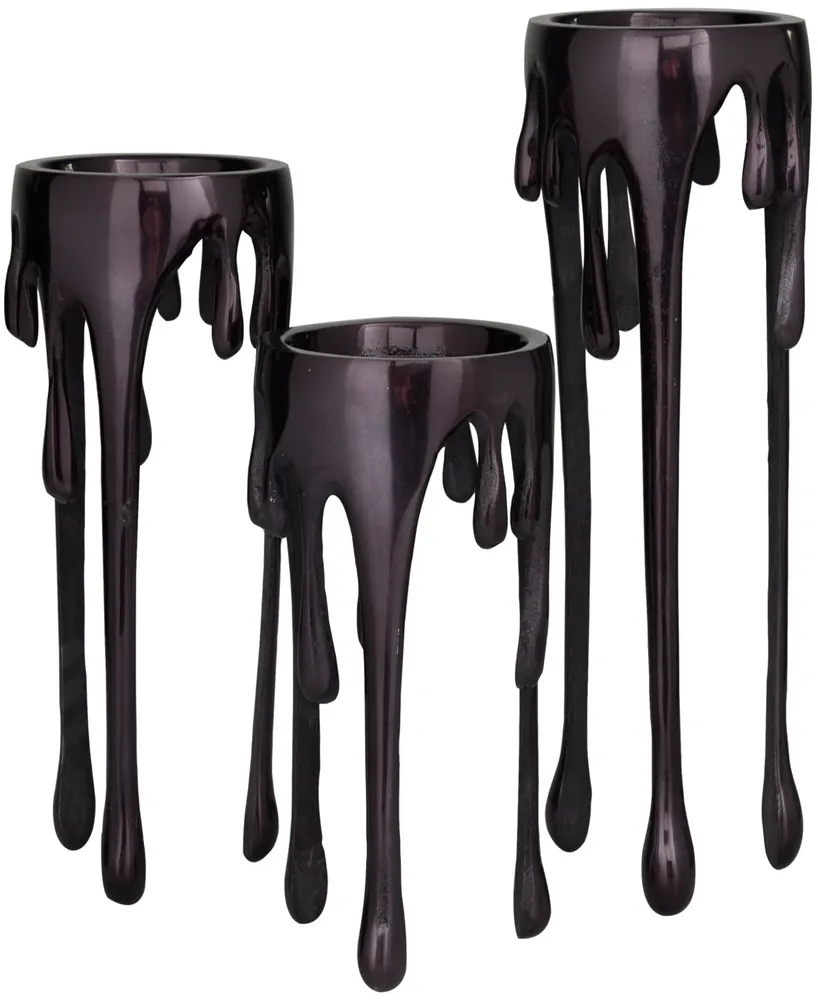 CosmoLiving Aluminum Pillar Candle Holder with Dripping Melting Designed Legs Set of 3 - 12", 10", 8" H