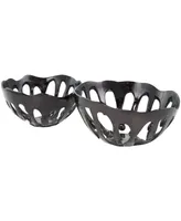 Rosemary Lane Aluminum Drip Decorative Bowl with Open Frame Design, Set of 2 - 13