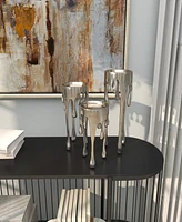 CosmoLiving Aluminum Abstract Pillar Drip Candle Holder with Melting Designed Legs Set of 3 - 12", 10", 8" H