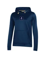 Women's Under Armour Navy Navy Midshipmen 2023 Sideline Performance Pullover Hoodie