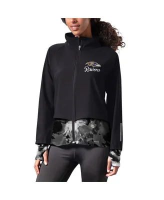 Women's Msx by Michael Strahan Black Baltimore Ravens Grace Raglan Full-Zip Running Jacket