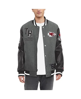 Men's Tommy Hilfiger Heather Gray, Black Kansas City Chiefs Gunner Full-Zip Varsity Jacket