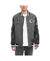 Men's Tommy Hilfiger Heather Gray, Black Kansas City Chiefs Gunner Full-Zip Varsity Jacket