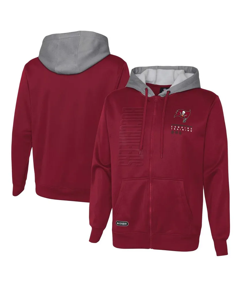 Men's Red Tampa Bay Buccaneers Combine Authentic Field Play Full-Zip Hoodie Sweatshirt