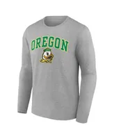 Men's Fanatics Heather Gray Oregon Ducks Campus Long Sleeve T-shirt