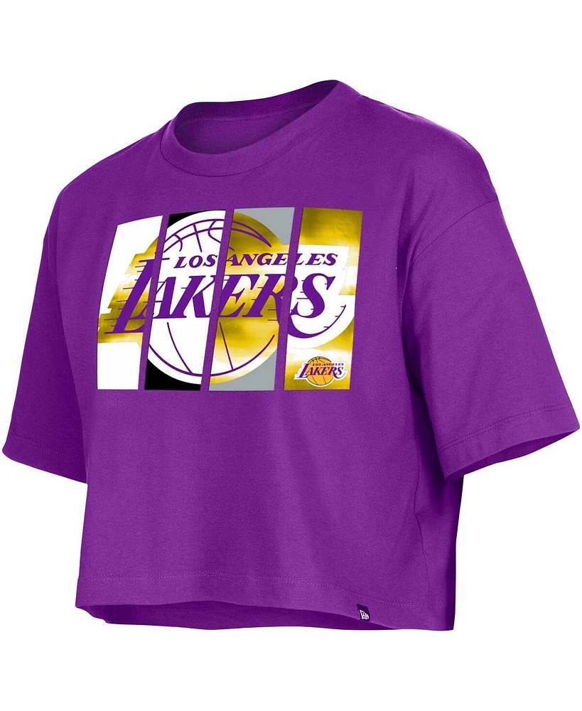 Women's New Era Purple Los Angeles Lakers Cropped T-shirt