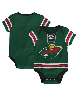 Infant Boys and Girls Green Minnesota Wild Hockey Jersey Bodysuit