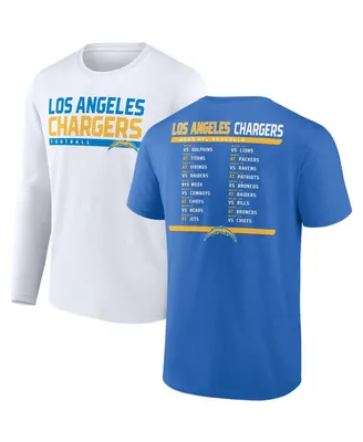 Men's Fanatics Powder Blue, White Los Angeles Chargers Two-Pack 2023 Schedule T-shirt Combo Set