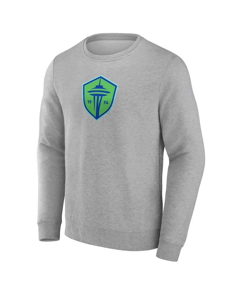 Men's Fanatics Heather Gray Seattle Sounders Fc Primary Logo Fleece Sweatshirt