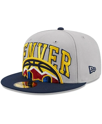 Men's New Era Gray, Navy Denver Nuggets Tip-Off Two-Tone 59FIFTY Fitted Hat