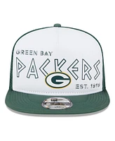 Men's New Era White, Green Green Bay Packers Banger 9FIFTY Trucker Snapback Hat