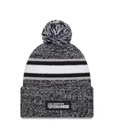 Men's New Era Heather Black Chicago Bears 2023 Inspire Change Cuffed Knit Hat With Pom