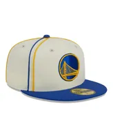 Men's New Era Cream, Royal Golden State Warriors Piping 2-Tone 59FIFTY Fitted Hat