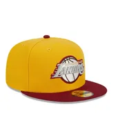 Men's New Era Yellow, Red Los Angeles Lakers Fall Leaves 2-Tone 59FIFTY Fitted Hat